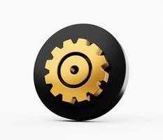Gold Metal gear or setting icon isolated on white background 3D illustration photo