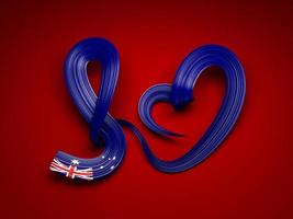 Love Australia symbol. Heart flag Ribbon icon. 3d illustration photo