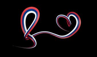 Serbian flag heart shaped ribbon. 3d illustration. photo