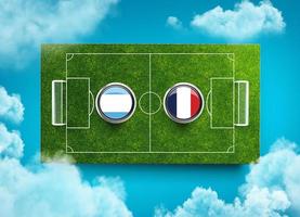 Argentina vs France Versus screen banner Soccer concept. football field stadium, 3d illustration photo