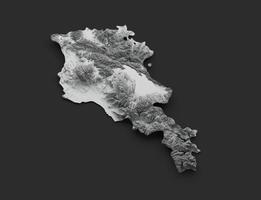 mapa de armenia mapa en relieve sombreado en blanco y negro ilustración 3d foto