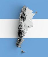 argentino mapa en relieve sombreado con bandera ilustración 3d foto