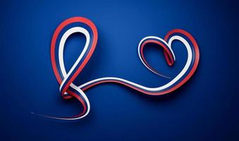 Serbian flag heart shaped ribbon. 3d illustration. photo