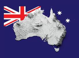 Australia Map Shaded relief Color Height map on white Background 3d illustration photo