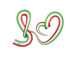irán bandera resumen verde blanco rojo corazón cinta bandera 3d ilustración foto