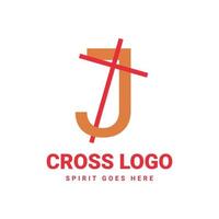 letter J initial cross vector logo design