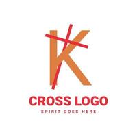 letter K initial cross vector logo design