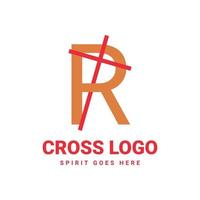 letter R initial cross vector logo design