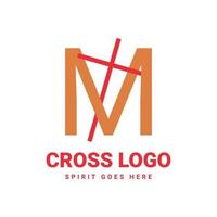 letter M initial cross vector logo design