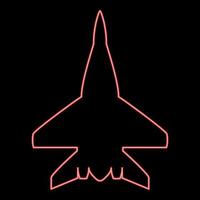 Neon fighter plane Military fighter airplane red color vector illustration image flat style