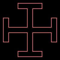 Neon cross gibbet resembling hindhead Cross monogram Religious cross red color vector illustration image flat style