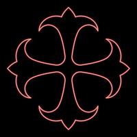 Neon symbol field lily kreen strong Cross monogram dokonstantinovsky Symbol of the Apostle anchor Hope sign Religious cross red color vector illustration image flat style