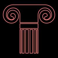 columna de neón estilo antiguo columna clásica antigua arquitectura elemento pilar columna griega romana color rojo vector ilustración imagen estilo plano