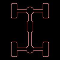 Neon undercarriage Chassis Carriage for car Vehicle frame red color vector illustration image flat style