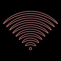 Neon radio wave Sound signal One dirrection Transmitter red color vector illustration image flat style