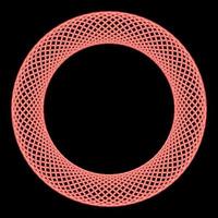 Neon spirograph element empty in center Abstract concentric symbol red color vector illustration image flat style