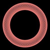 Neon spirograph element empty in center Abstract concentric symbol red color vector illustration image flat style