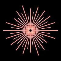 Neon sun rays Sunbeam concept red color vector illustration image flat style