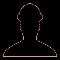 Neon avatar builder architect engineer in helmet view red color vector illustration image flat style