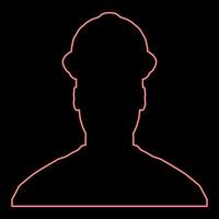 Neon avatar builder architect engineer in helmet view red color vector illustration image flat style