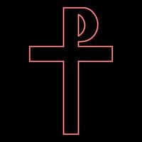 Neon cross monogram Rex tsar tzar czar Symbol of the His cross Saint Justin sign Religious cross red color vector illustration image flat style