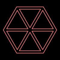 Neon abstract cube shape Hexagon box red color vector illustration image flat style