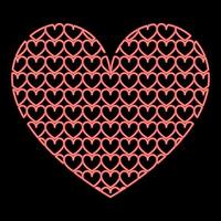 Neon heart with hearts inside Heart pattern in heart red color vector illustration image flat style