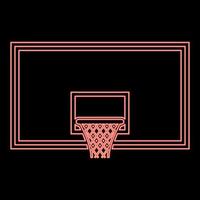 Neon basketball backboard Basketball hoop on backboard red color vector illustration image flat style