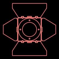 Neon studio spot lights Studio projector front view Spotlight Movie equipment Spot lamp Projector light concept red color vector illustration image flat style