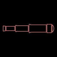 Neon spyglass Monocular Telescope lens red color vector illustration image flat style
