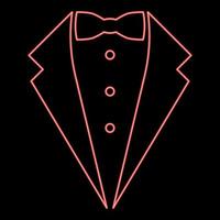 Neon symbol service dinner jacket bow Tuxedo concept Tux sign Butler gentleman idea Waiter suit red color vector illustration image flat style