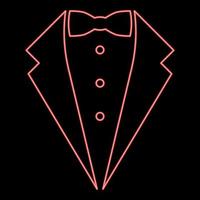 Neon symbol service dinner jacket bow Tuxedo concept Tux sign Butler gentleman idea Waiter suit red color vector illustration image flat style