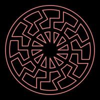 Neon black sun symbol red color vector illustration image flat style