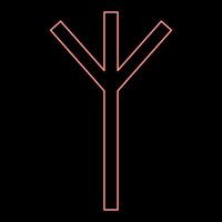 Neon algiz Elgiz rune elk reed defence symbol red color vector illustration image flat style