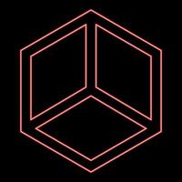 Neon abstract cube shape Hexagon box red color vector illustration image flat style