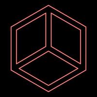 Neon abstract cube shape Hexagon box red color vector illustration image flat style