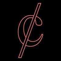 Neon cent symbol sign dollor money red color vector illustration image flat style