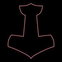 Neon thor's hammer Mjolnir red color vector illustration image flat style
