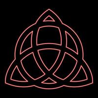 Neon trikvetr knot with circle Power of three viking symbol tribal for tattoo Trinity knot red color vector illustration image flat style