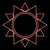 Neon sun red color vector illustration image flat style