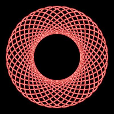 Neon spirograph abstract element Circle shape Concentric pattern Fractal graphic red color vector illustration image flat style