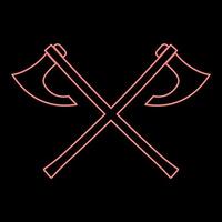 Neon two battle axes vikings red color vector illustration image flat style