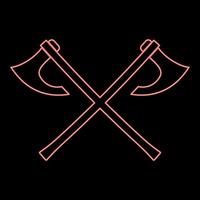 Neon two battle axes vikings red color vector illustration image flat style