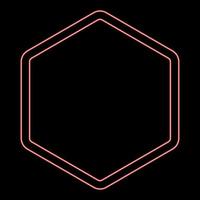 Neon hexagon shape element red color vector illustration image flat style