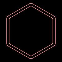 Neon hexagon shape element red color vector illustration image flat style