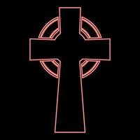 Neon celtic cross red color vector illustration image flat style
