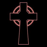 Neon celtic cross red color vector illustration image flat style