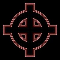 Neon celtic cross white superiority red color vector illustration image flat style