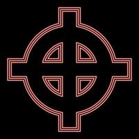 Neon celtic cross white superiority red color vector illustration image flat style