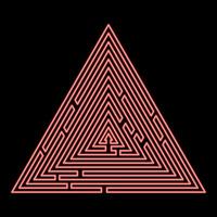 Neon triangular labyrinth Maze conundrum Labyrinth conundrum red color vector illustration image flat style